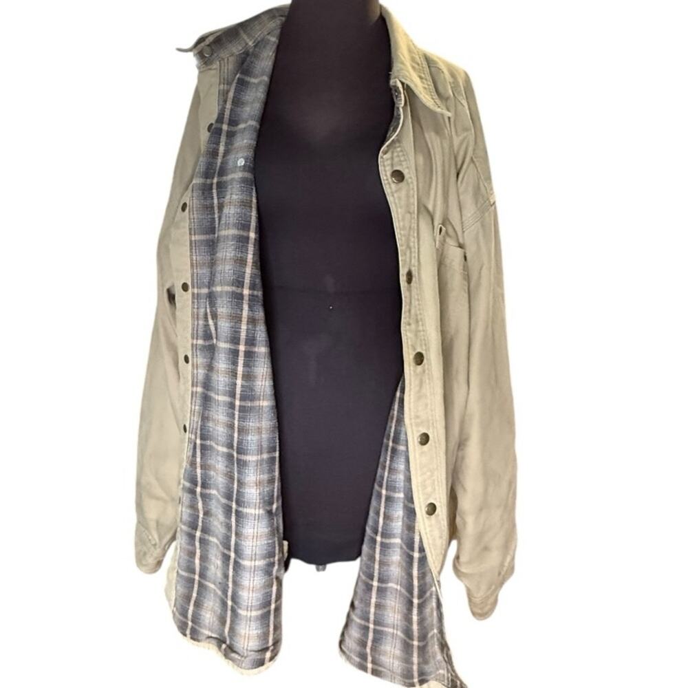 Y2K Carhartt Flannel Lined Canvas Shirt Jacket Mens Sz 2XL Chore Gorpcore Ranch